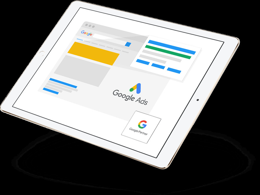 Tablet mit Google Ads Anzeige